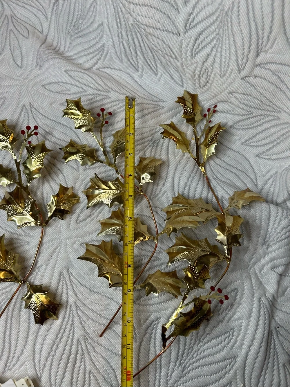 Gold Holly Christmas Garland Spray - Home Interiors